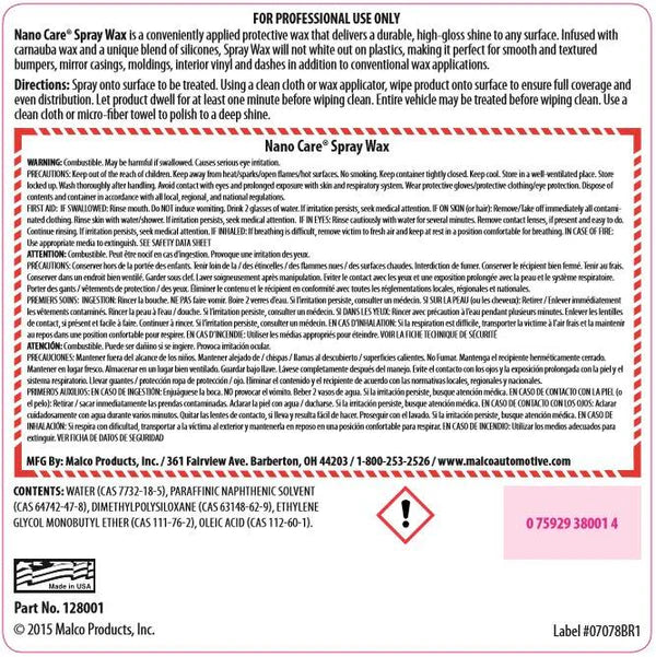Nanocare® Spray Wax | 1 Gallon